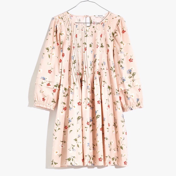 Madewell Pintuck Puff-Sleeve Mini Dress in Seaside Floral - Picture 5 of 15